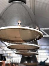 Industrial style Pendant lamp in Enamel with convex glass glass, East Europe 20th century