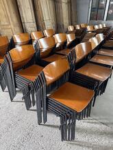 Designer Gijs van der Sluis style Chairs in wood and iron, Dutch 1960