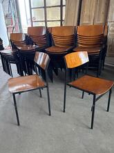 Designer Gijs van der Sluis style Chairs in wood and iron, Dutch 1960