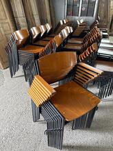 Designer Gijs van der Sluis style Chairs in wood and iron, Dutch 1960