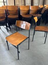 Designer Gijs van der Sluis style Chairs in wood and iron, Dutch 1960
