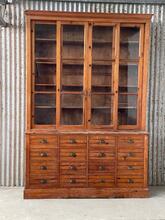 Pharmacy cabinet style Shop cabinet antique, France 19th century in wood and glass, France 20th Century