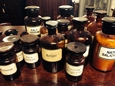Vintage style old pharmacy bottles in Glass old, Europe