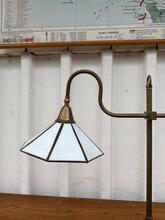 Vintage brass bureaulamp Tiffany stijl in glass and brass, 1930
