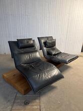 2-zits bank Vintage stijl in Leer en hout,