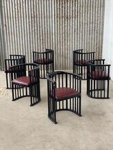 Vintage style Barrel chairs round thonet in wood and leather