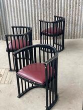 Vintage style Barrel chairs round thonet in wood and leather
