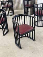 Vintage style Barrel chairs round thonet in wood and leather