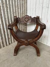 Vintage dagobert stoel leer en hout stijl in Leer en hout, Europa 1950s