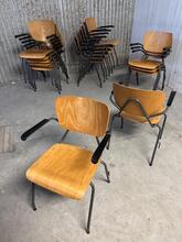 Schoolstoelen Vintage stijl in Hout en ijzer ,