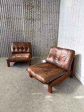 Stoelen Vintage  stijl in Leer en hout, Duitsland