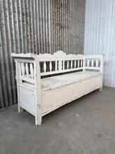 style Vintage White Storage Bench With Storage Space in wood , france 20- century