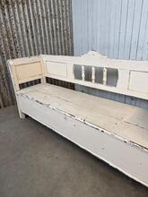 style White antique bench with storage space in wood, Europa 20-century