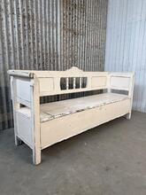 style White antique bench with storage space in wood, Europa 20-century
